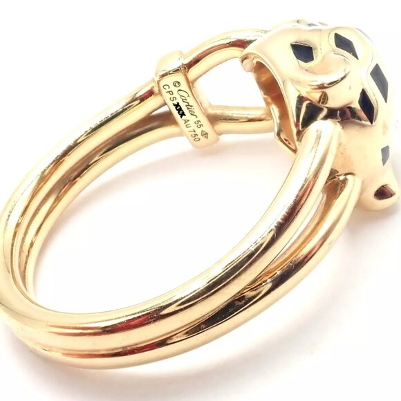 Authentic! Cartier Panther Panthere 18k Gold Diamond Lacquer Tsavorite Ring Cert - Picture 3 of 9